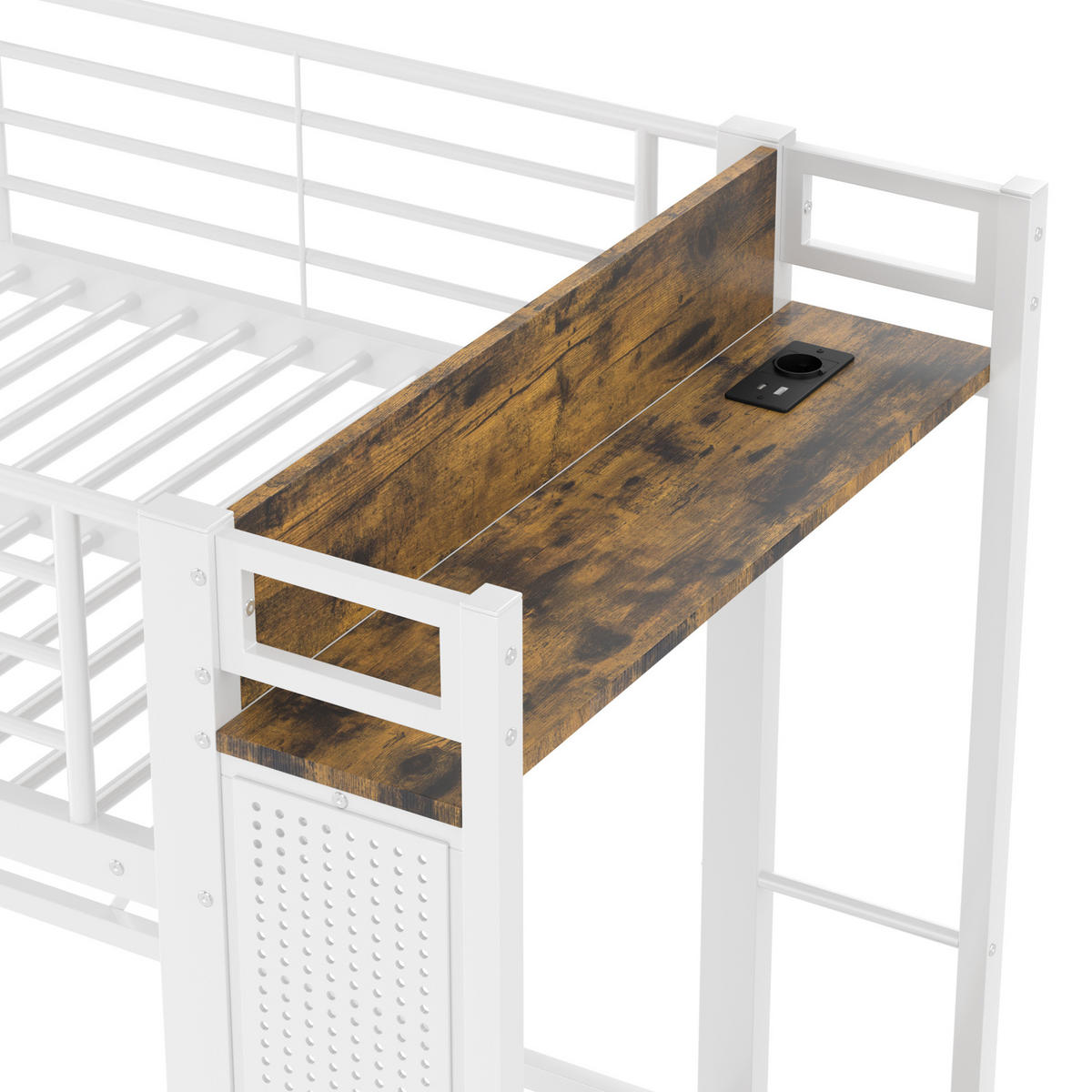 HOCHBETT 90/200 cm Weiß aus Metall mit LED-Leiste - Weiß, Metall (90/200cm) - OKMYHOME