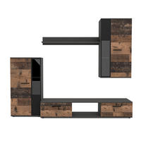 WOHNWAND Formilo Matera, Oldstyle 294/180/40 cm Hochwertige TV Wohnwand - Braun/Grau, Holzwerkstoff/Kunststoff (294/180/40cm) - AX Living