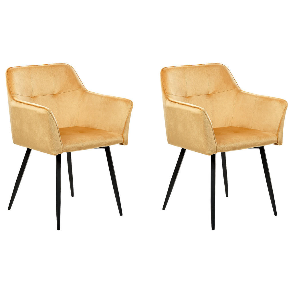 SCAUN DE BUCĂTĂRIE set de 2 catifea galben Jasmin