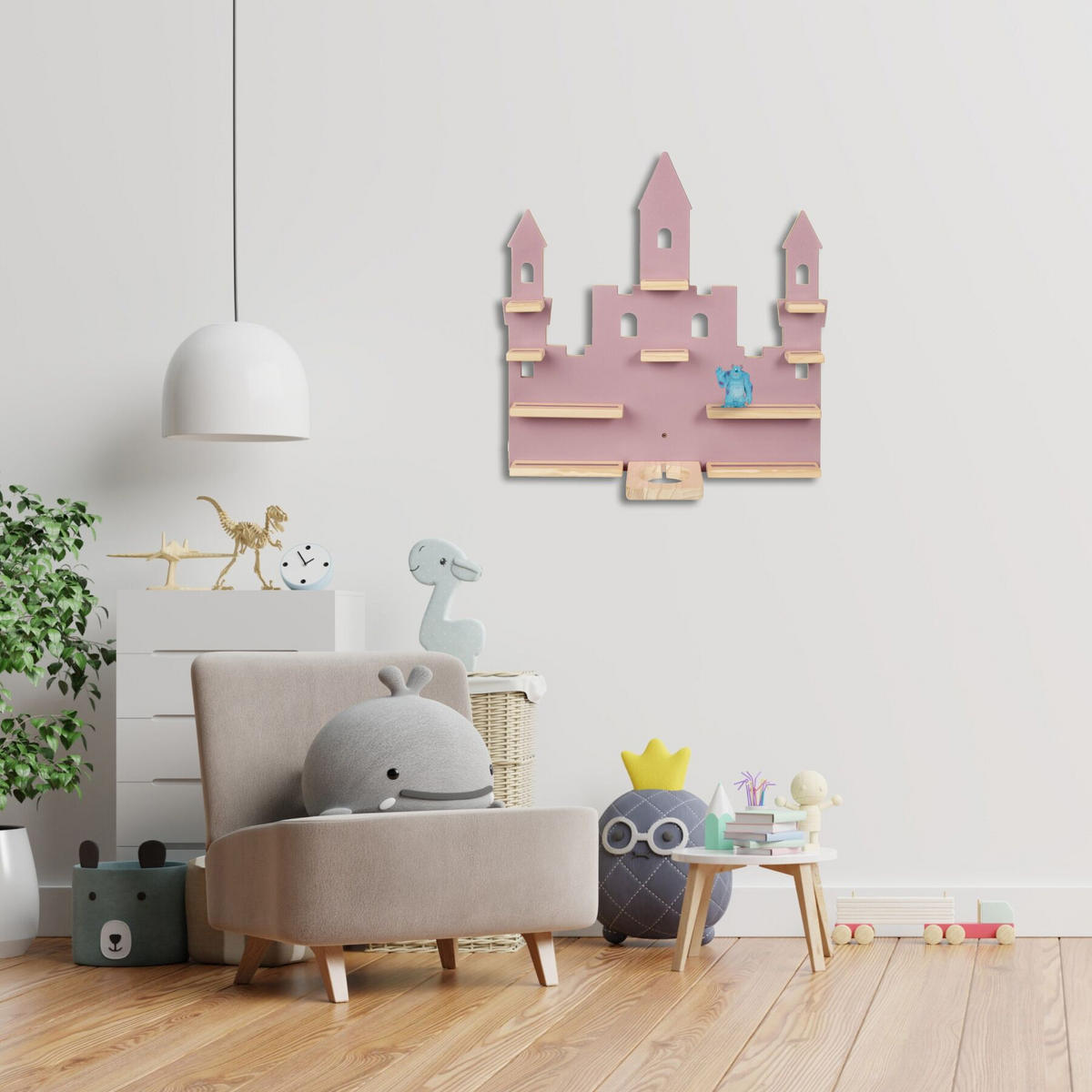 WANDREGAL Mylittlestory Princess Castle,59 x 15,5 x 58 cm, pink - Pink, Holz (59/58/15.5cm) - tectake