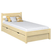 BETT mit Schublade N01 Klare Kiefer 90/190 - Braun, Naturmaterialien/Holz (90/190cm) - N-Wood