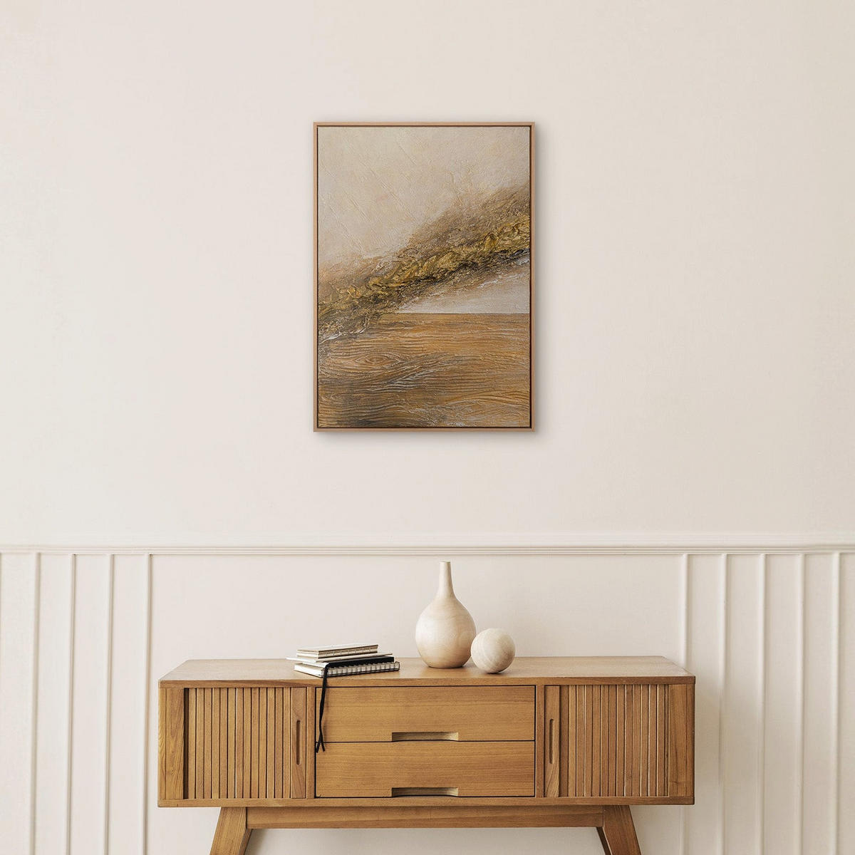 GEMÄLDE Goldene Ader Schattenfugenrahmen Eichefarben 70x50 cm - Eichefarben, Holz (70/50cm) - YS-art gallery