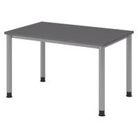 SCHREIBTISCH Serie-H Gestell: Silber 80/120/74 cm in Graphitfarben - Graphitfarben, Holzwerkstoff (80/120/74cm) - bümö