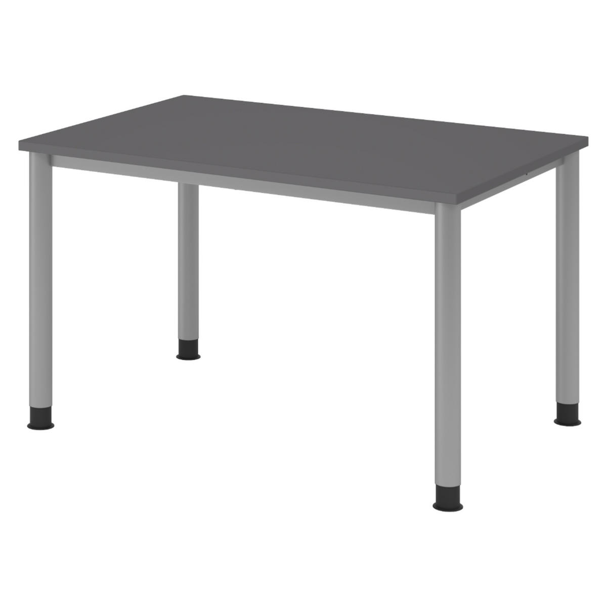SCHREIBTISCH Serie-H Gestell: Silber 80/120/74 cm in Graphitfarben - Graphitfarben, Holzwerkstoff (80/120/74cm) - bümö