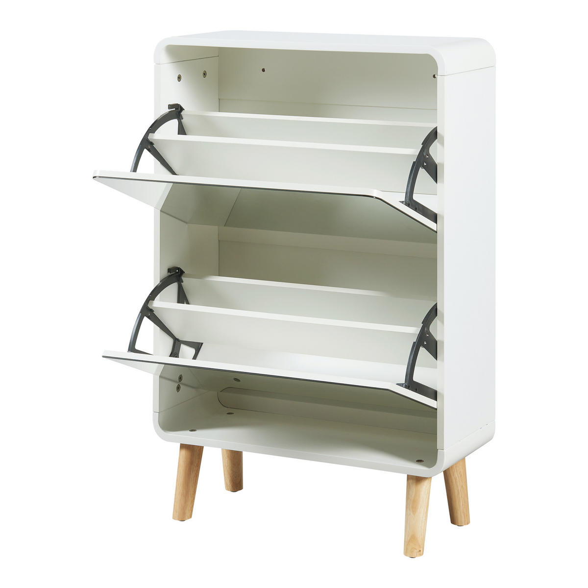 SCHUHKIPPER Aure - Weiß, Glas/Holz (63/96/23.5cm) - [en.casa]