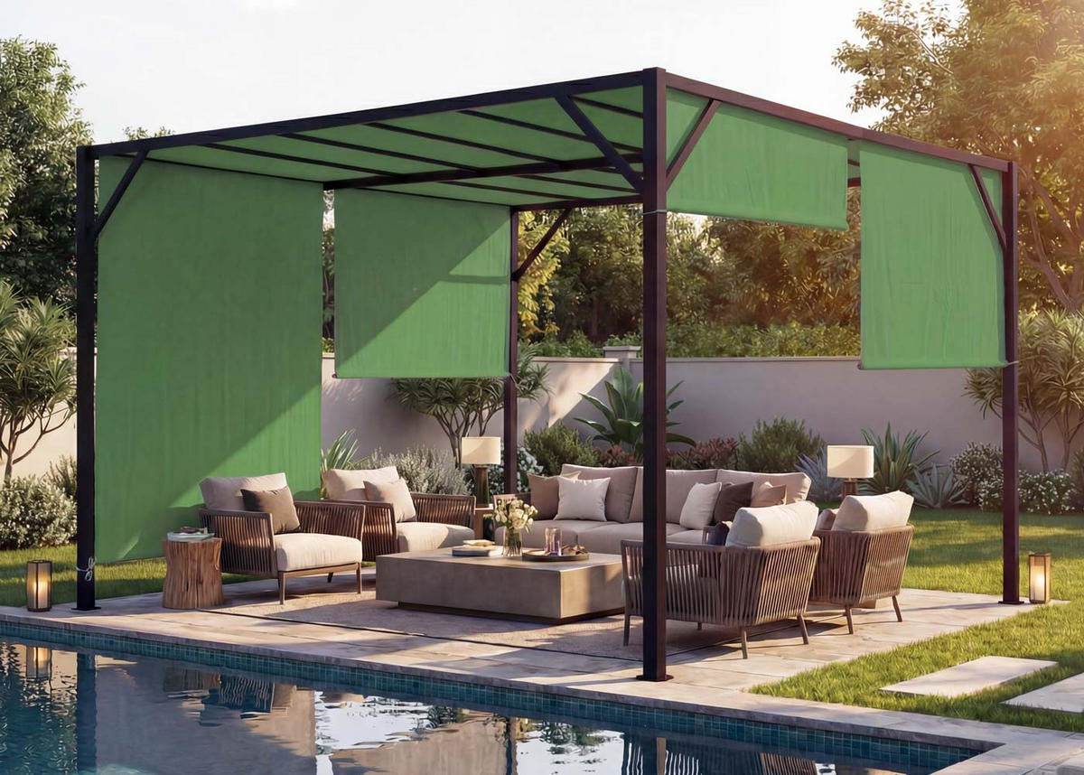 PERGOLA BEJA Grün - Grün, Metall (305/212/405cm) - MCW