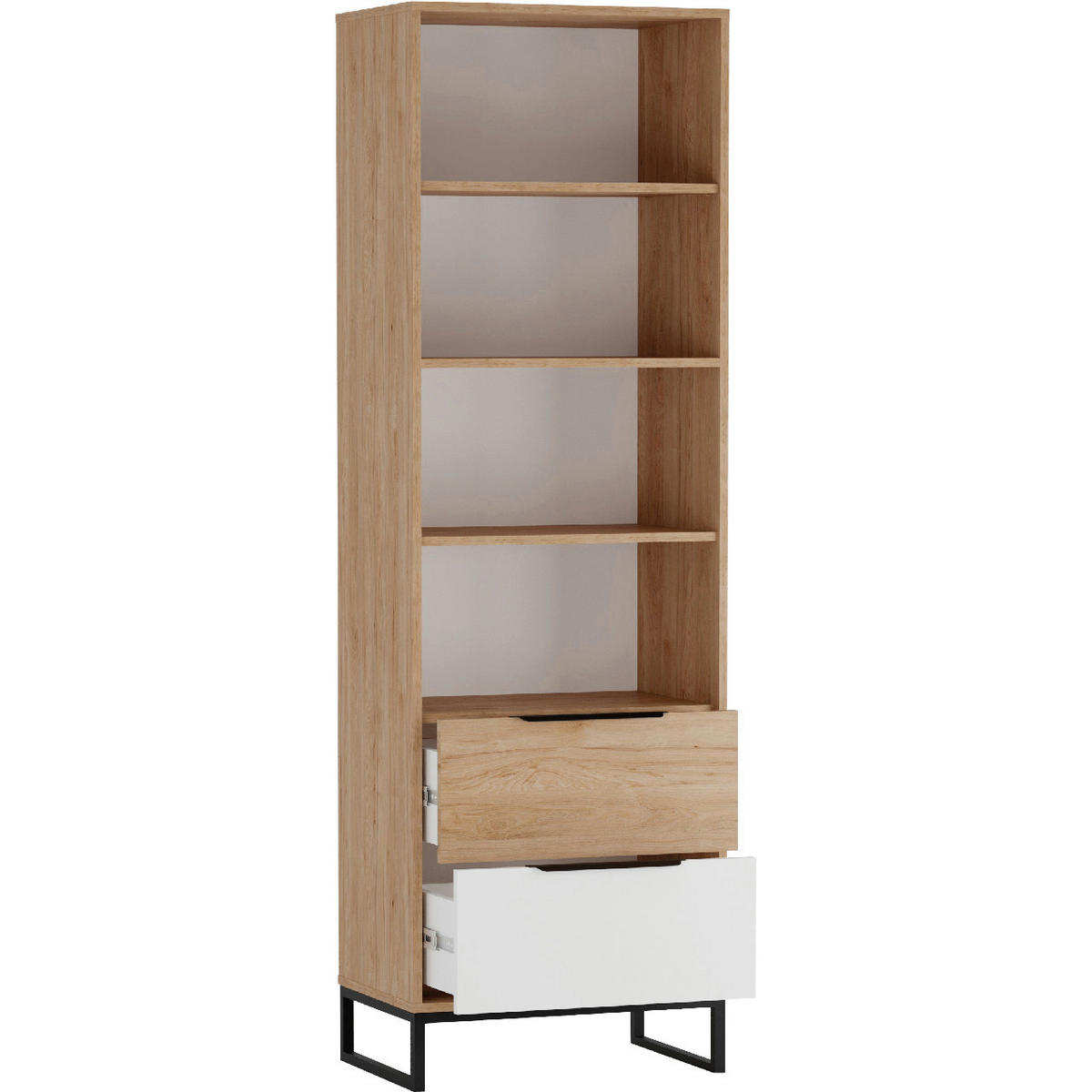 BÜCHERREGAL LANDRE 07 - Schwarz/Weiß, Holzwerkstoff (60/190/40cm)