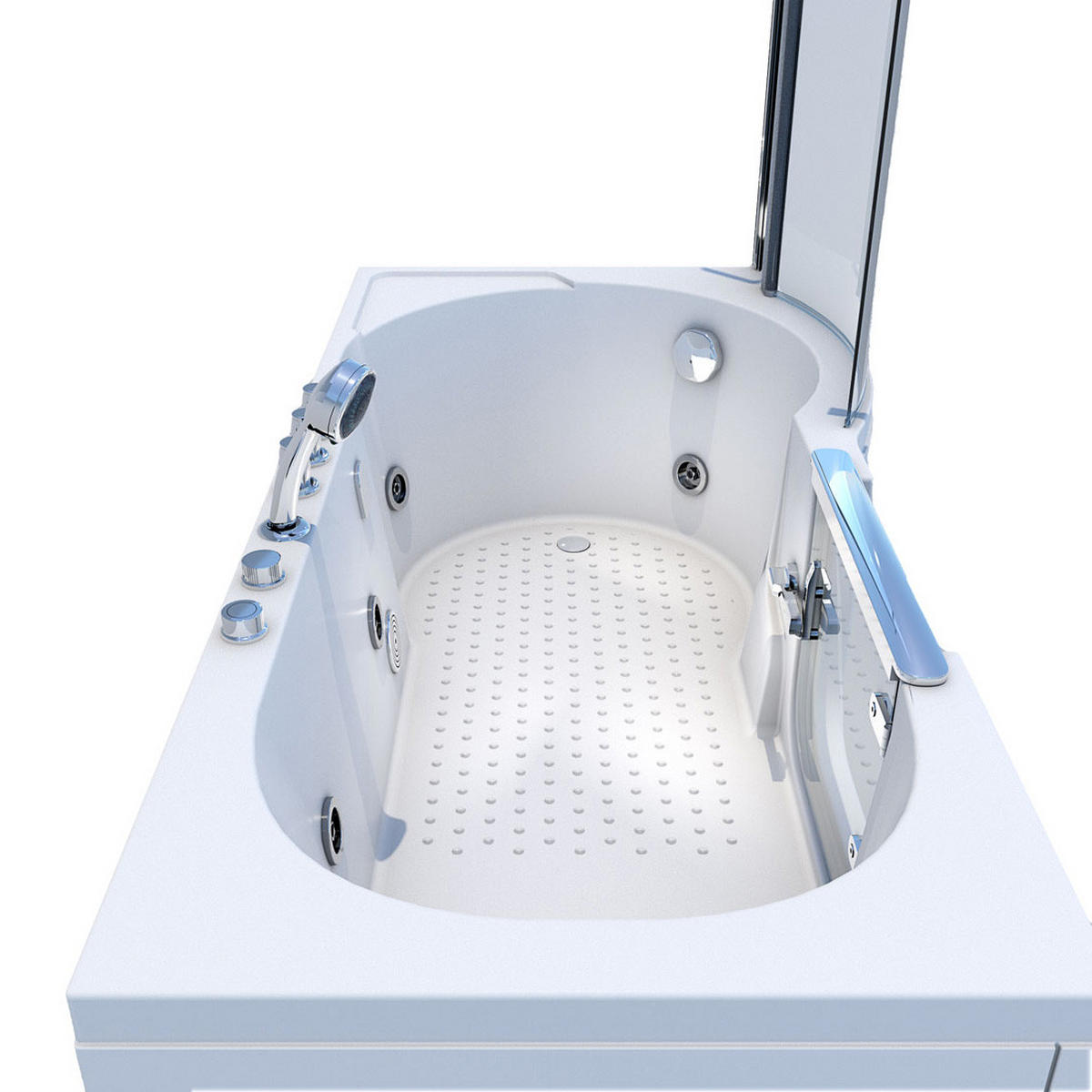 SENIORENDUSCHE Whirlpool mit Tür S12D-TH-WP-L-EC - Weiß, Glas/Kunststoff (85/200/170cm) - AcquaVapore by Sandra Jentho