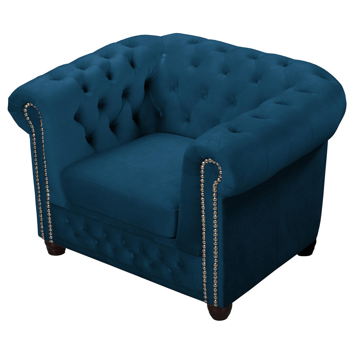 SESSEL - Buchefarben/Dunkelblau, Buchenholz/Textil (104/72/86cm) - home24