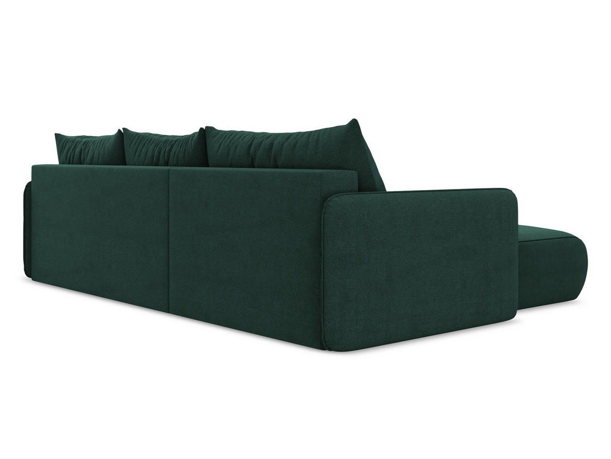 ECKSOFA mit Schlaffunktion Strukturstoff Stoff Grün - Dunkelgrün/Schwarz, Kunststoff/Textil (148/240cm) - Makamii