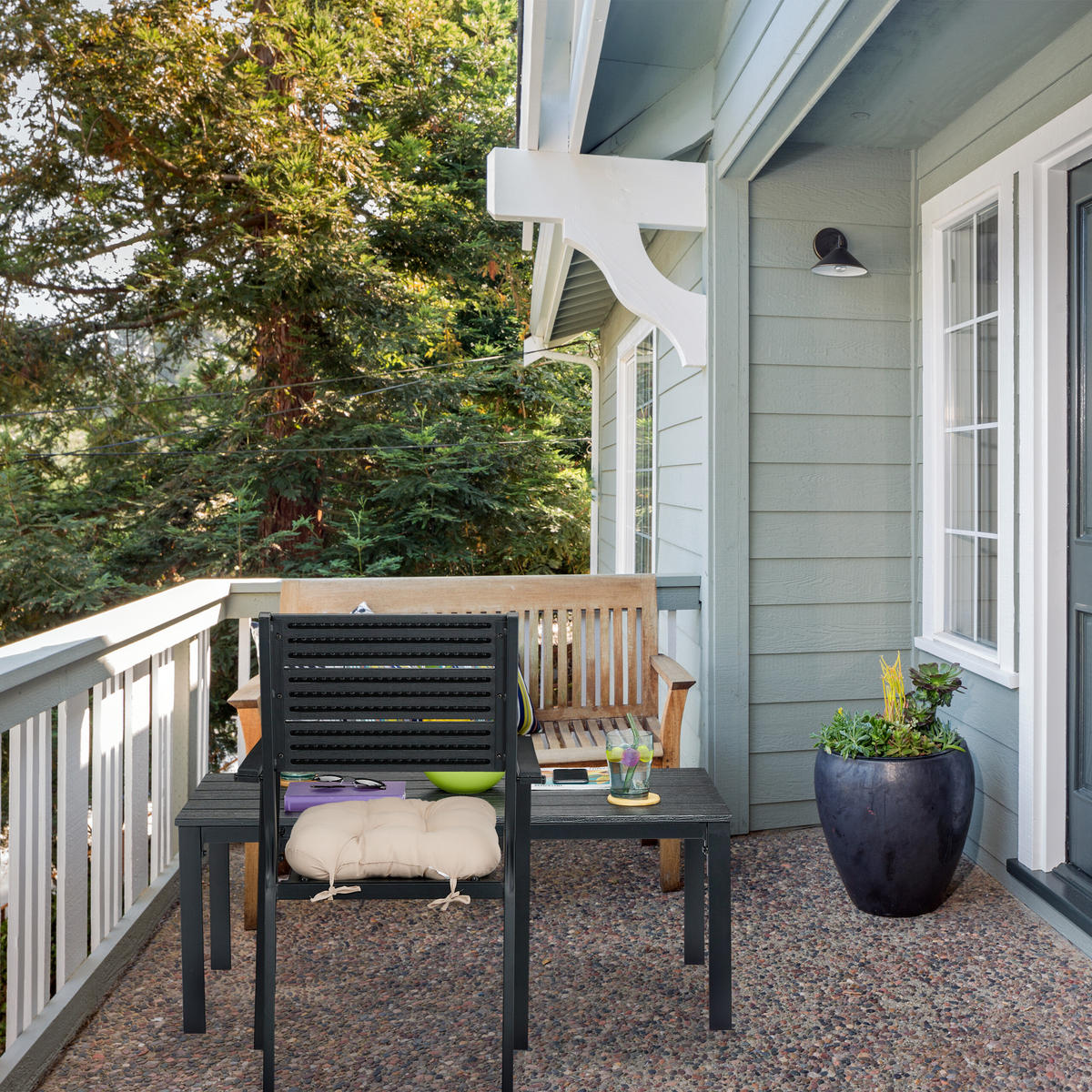 4XGARTENSTUHL - Schwarz, Kunststoff/Metall (53.5/90/59cm) - Relaxdays