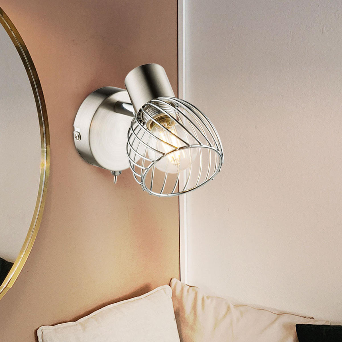 WANDLEUCHTE TEXAS Chrom Silber - Silberfarben, Metall (8/12/12cm) - Globo Lighting