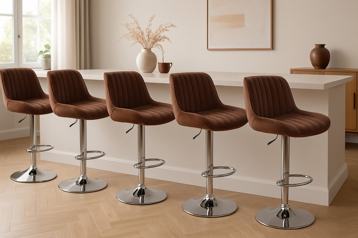 BARHOCKER Lento Gestell Metall in Chromoptik Samt Braun - Chromfarben/Braun, Textil/Metall (50/108/50cm) - TPFLiving