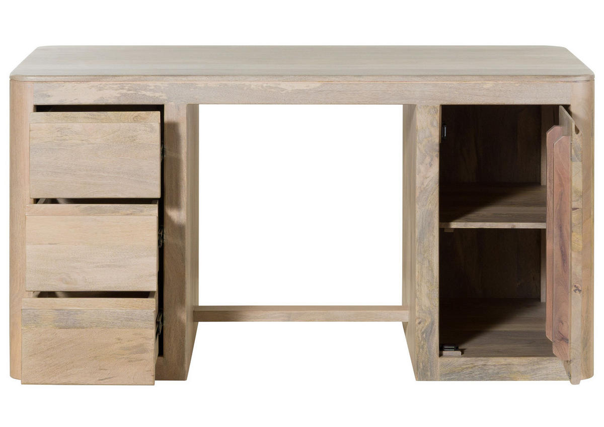 SCHREIBTISCH Mango 150x75x78 weiß lackiert TORONTO #348 - Weiß, Holz (75/150/78cm) - Massivmoebel24