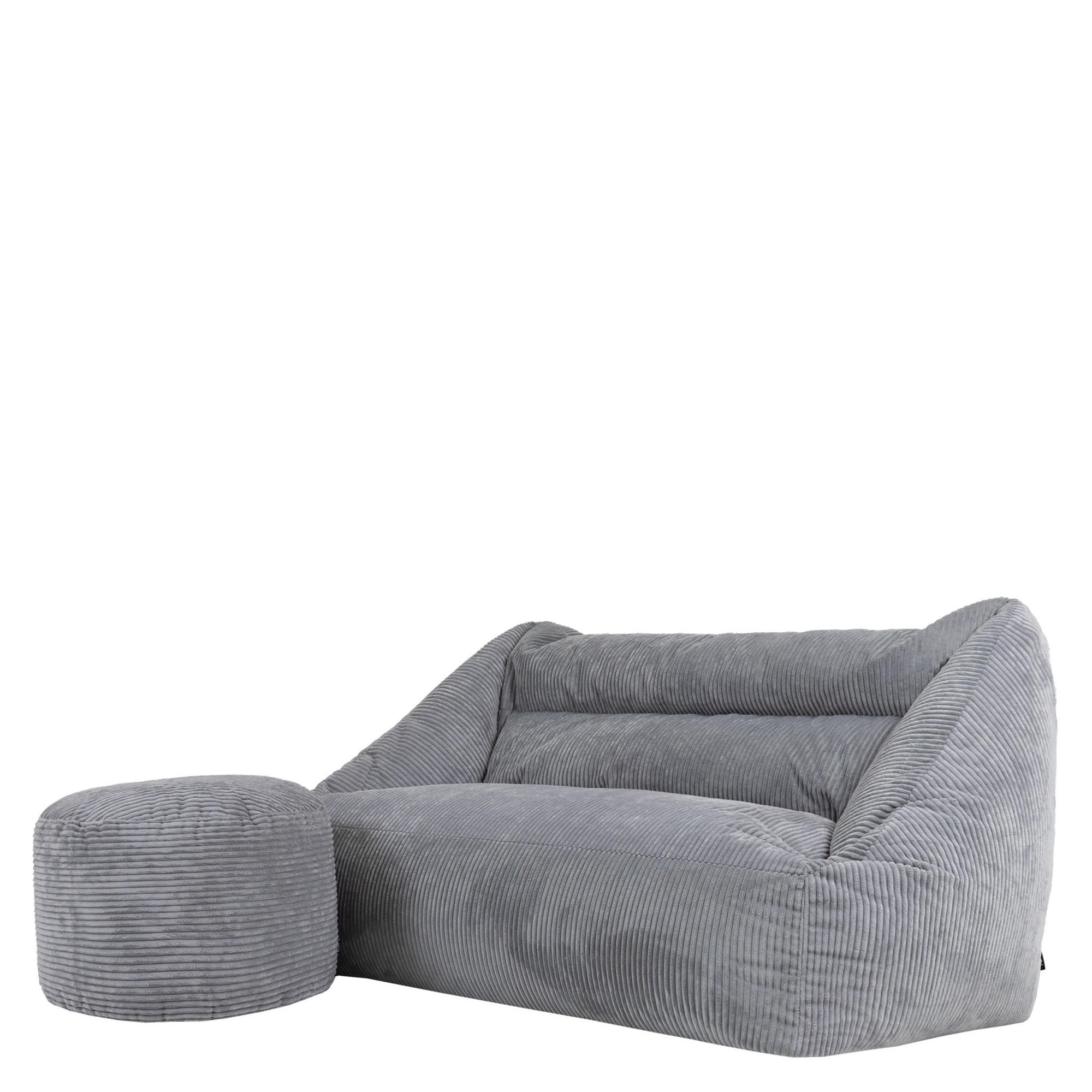 SITZSACK Sofa mit rundem Hocker - Grau, Textil (160/70/93cm) - icon