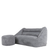 SITZSACK Sofa mit rundem Hocker - Grau, Textil (160/70/93cm) - icon