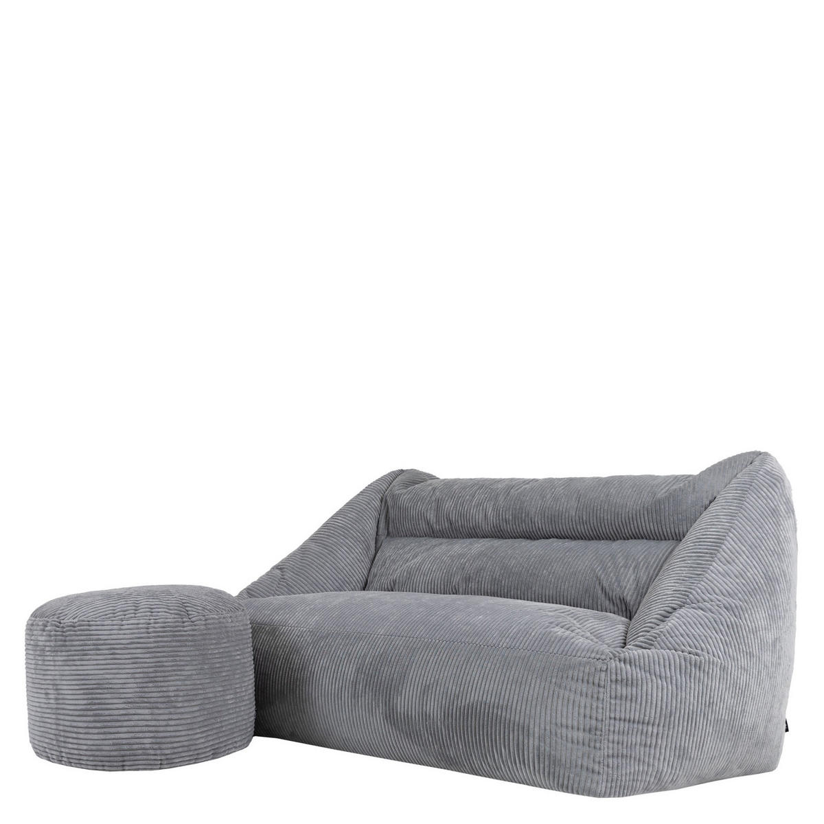 SITZSACK Sofa mit rundem Hocker - Grau, Textil (160/70/93cm) - icon