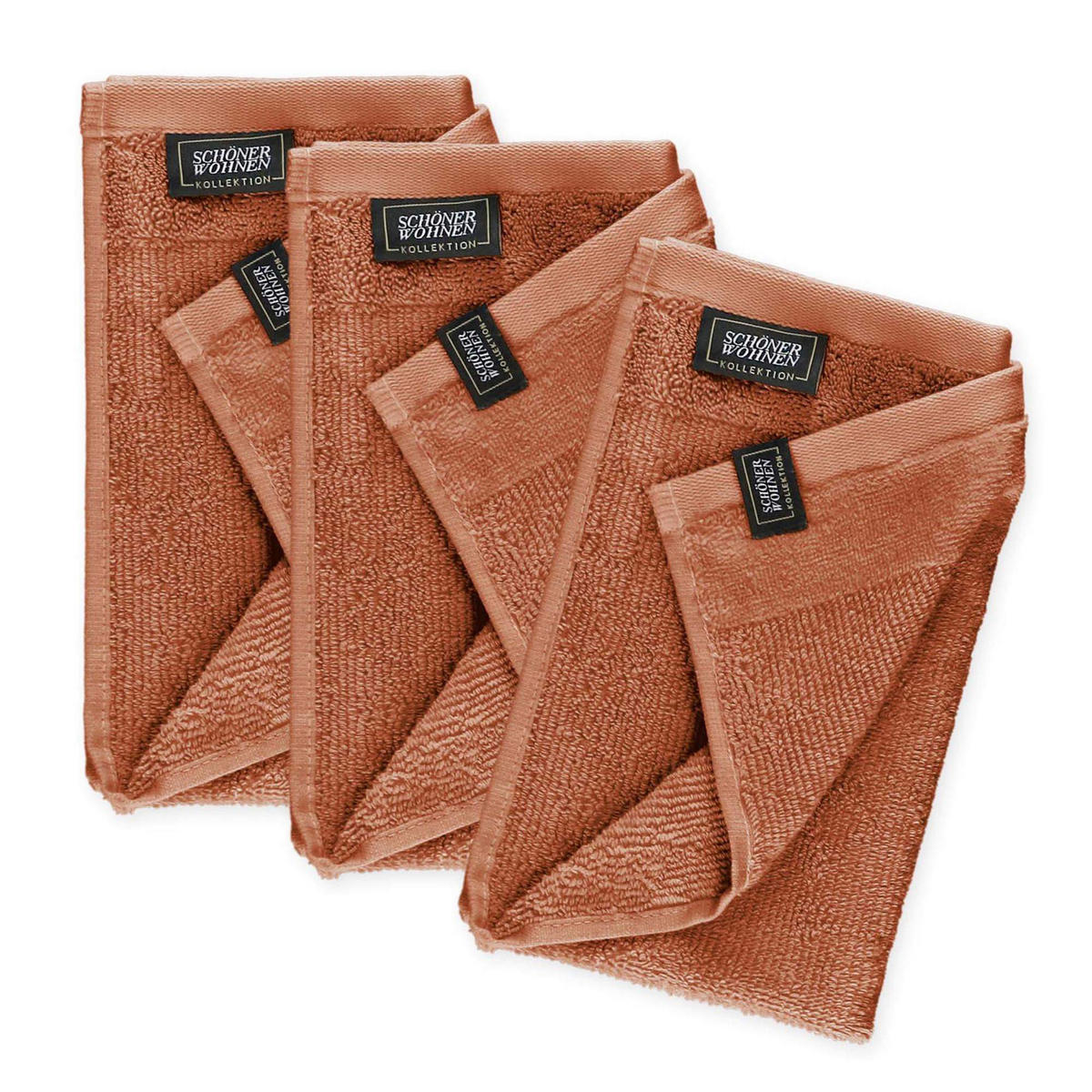 GÄSTEHANDTUCH 3ER SET AUS 100 % BAUMWOLLE SENSE - Rostfarben, Textil (30/50cm) - Schöner Wohnen