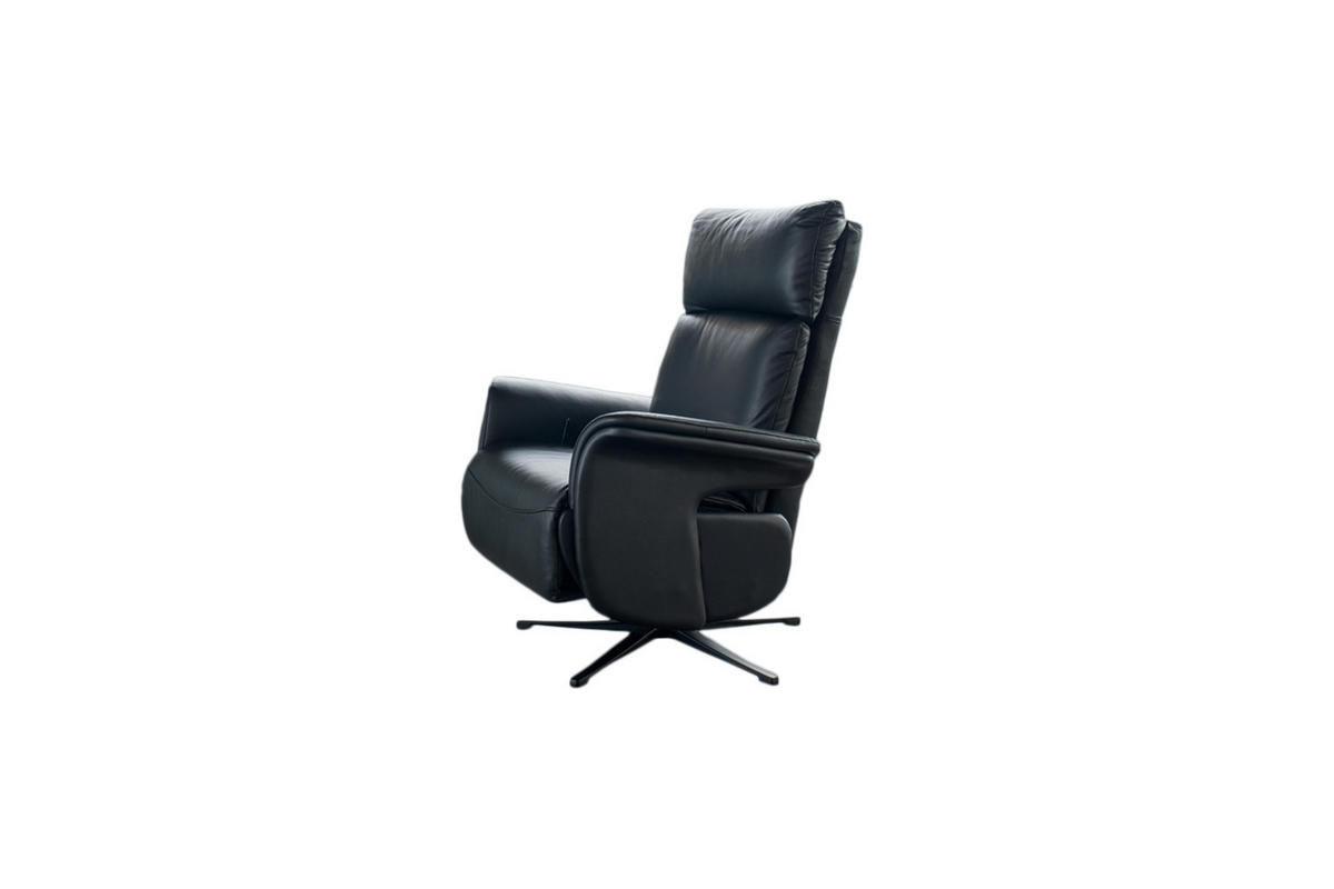 RELAXSESSEL NAMA Schwarz Leder - Schwarz, Leder/Metall (78/111/86cm) - KAWOLA