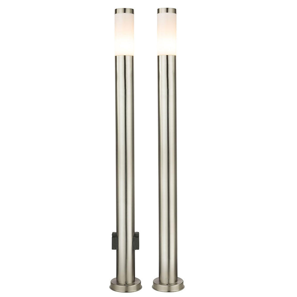 WEGLEUCHTE Edelstahl Opal Silber 2er Set - Silberfarben, Metall (12.7/12.7/110cm) - Globo Lighting