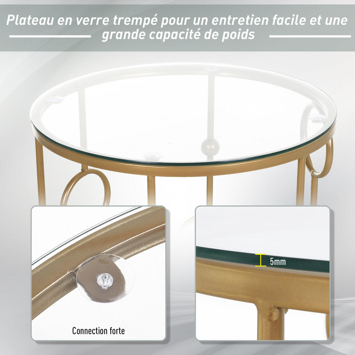 COUCHTISCH DE-15728 2er-Set Art déco Gold - Goldfarben, Metall (41/41/57cm) - ComfortXL