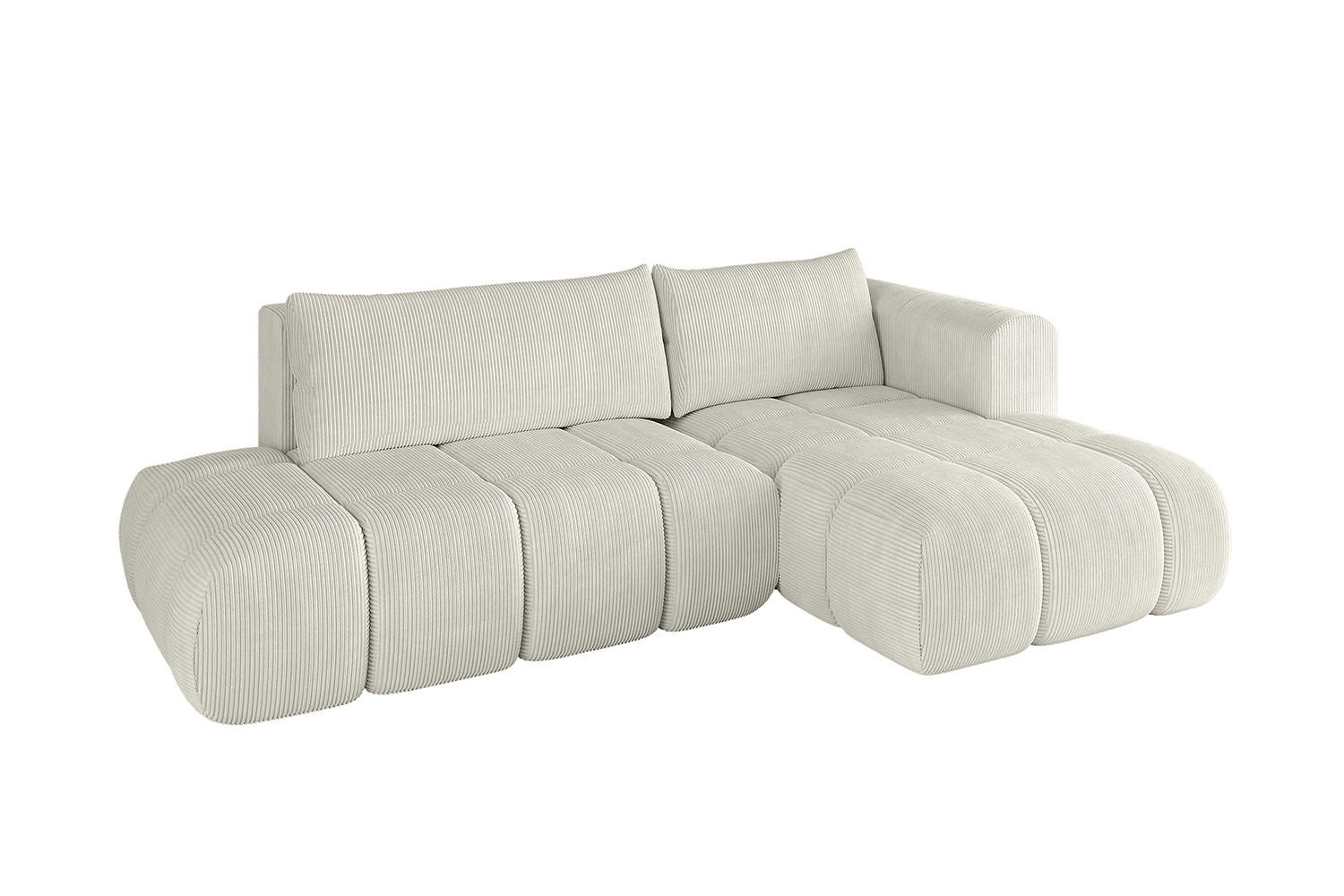 ECKSOFA Ottomane Rechts CLOUD-L 280x185x90 Hellgrau Cord - Hellgrau, Holzwerkstoff/Kunststoff (185/280cm) - ALTDECOR