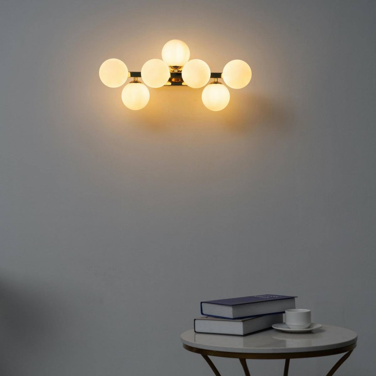 WANDLEUCHTE Ambrosia, Roségold und Weiß, 53cm - Roségold, Glas (22/22/53cm) - KOSILUM