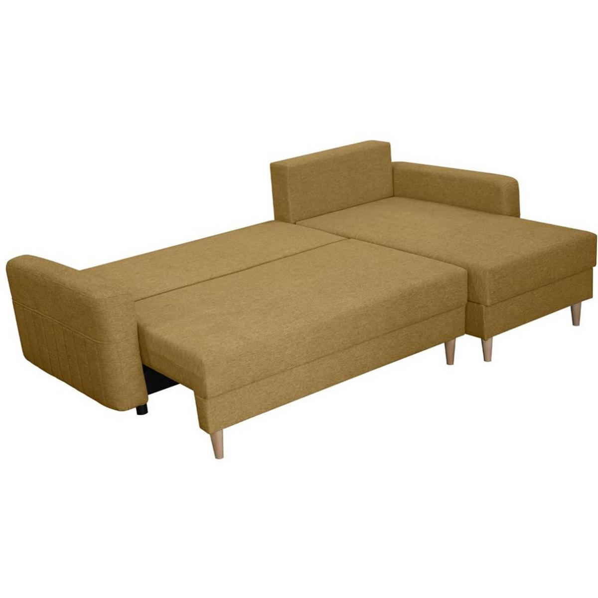 ECKSCHLAFSOFA Vega mit Universelle Ottomane Gelb - Gelb, Textil (225/150cm) - Beautysofa