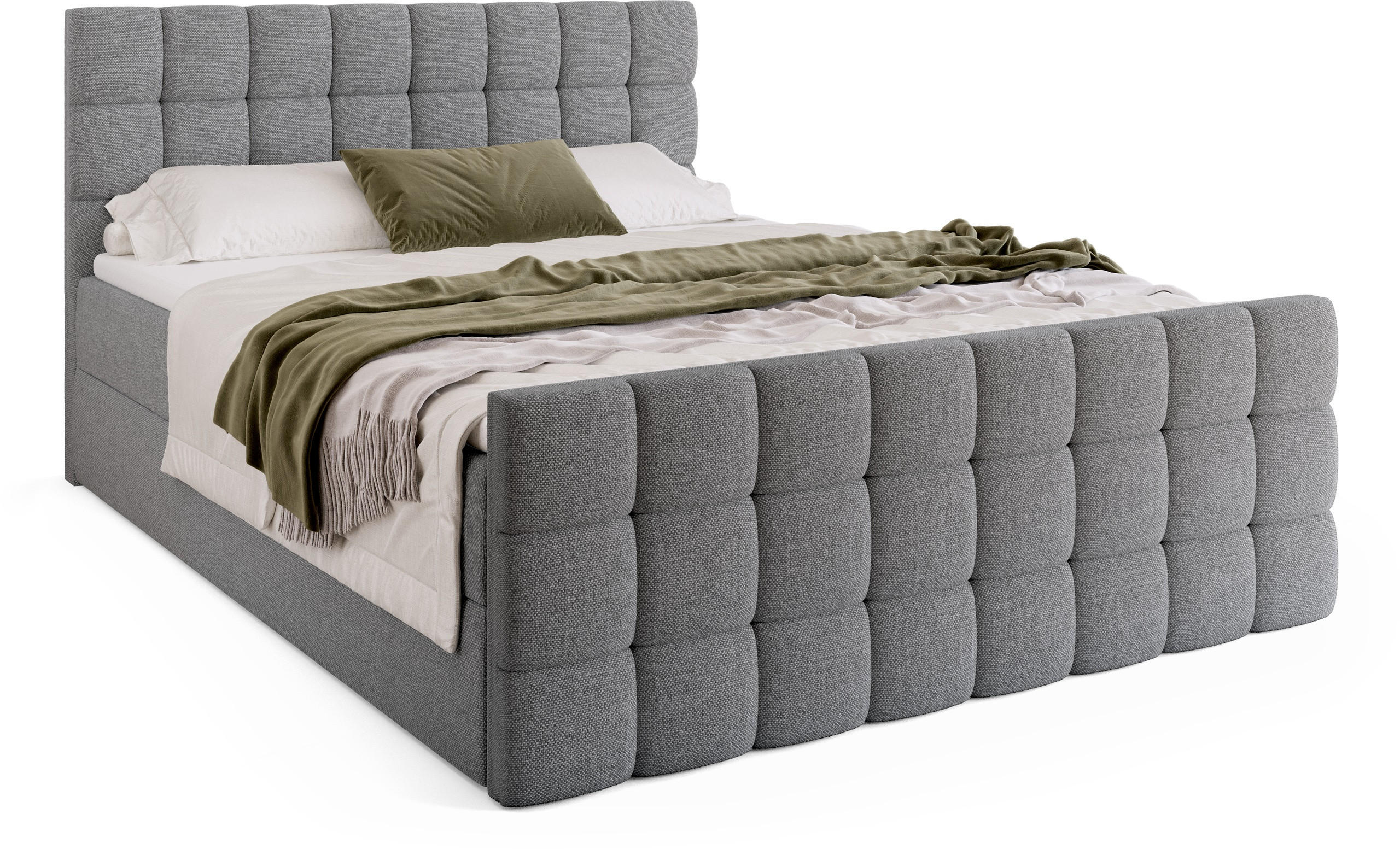 BOXBETT Dakota Duo mit Topper 160/200 Grau - Grau, Holz/Textil (160/200cm) - Bromarkt