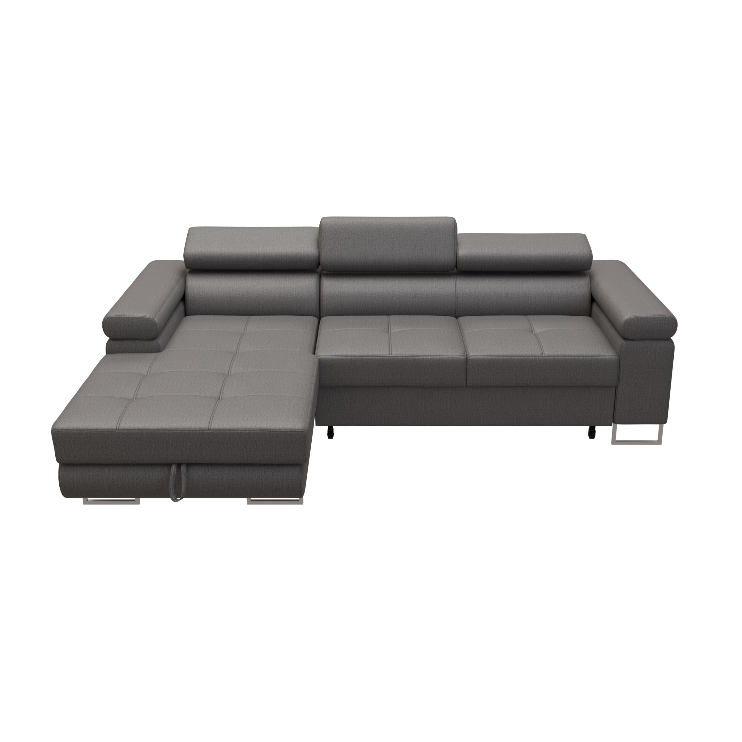 ECKSOFA VEMO MINI Links Grau Velour-Stoff Kompakter Komfort für Wohnräume - Grau, Textil (235/175cm) - Barchello