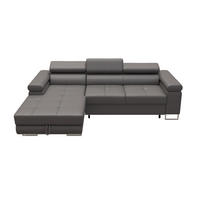 ECKSOFA VEMO MINI Links Grau Velour-Stoff Kompakter Komfort für Wohnräume - Grau, Textil (235/175cm) - Barchello