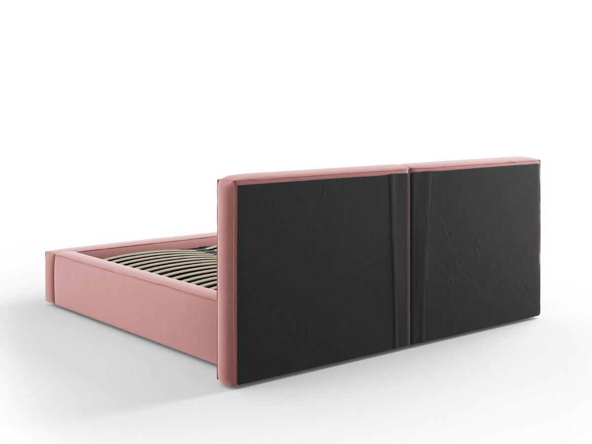 BETT mit Bettkasten und Kopfteil Jodie aus Samt rosa 180x200cm - Pink, Textil (180/200cm) - Micadoni