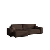 ECKSOFA Mit Schlaffunktion Und Bettkasten, Eckcouch BEST XL Stoff Poso Dicker Cord Braun Links - Schwarz/Braun, Holz/Kunststoff (142/274cm) - Kaiser Möbel