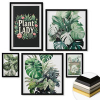 WANDBILDER 5er-Set - 50x50 cm & 20x30 cm & 40x60 cm Schwarzer Rahmen - Japanische Natur und Japandi-Stil - Schwarz, Kunststoff (40/60cm) - ArtPrintCave