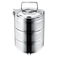 THERMISCHE LUNCHBOX aus Stahl 3-stöckig 3 x 1,1 l - Silberfarben, Metall (16/29/16cm) - Orion 