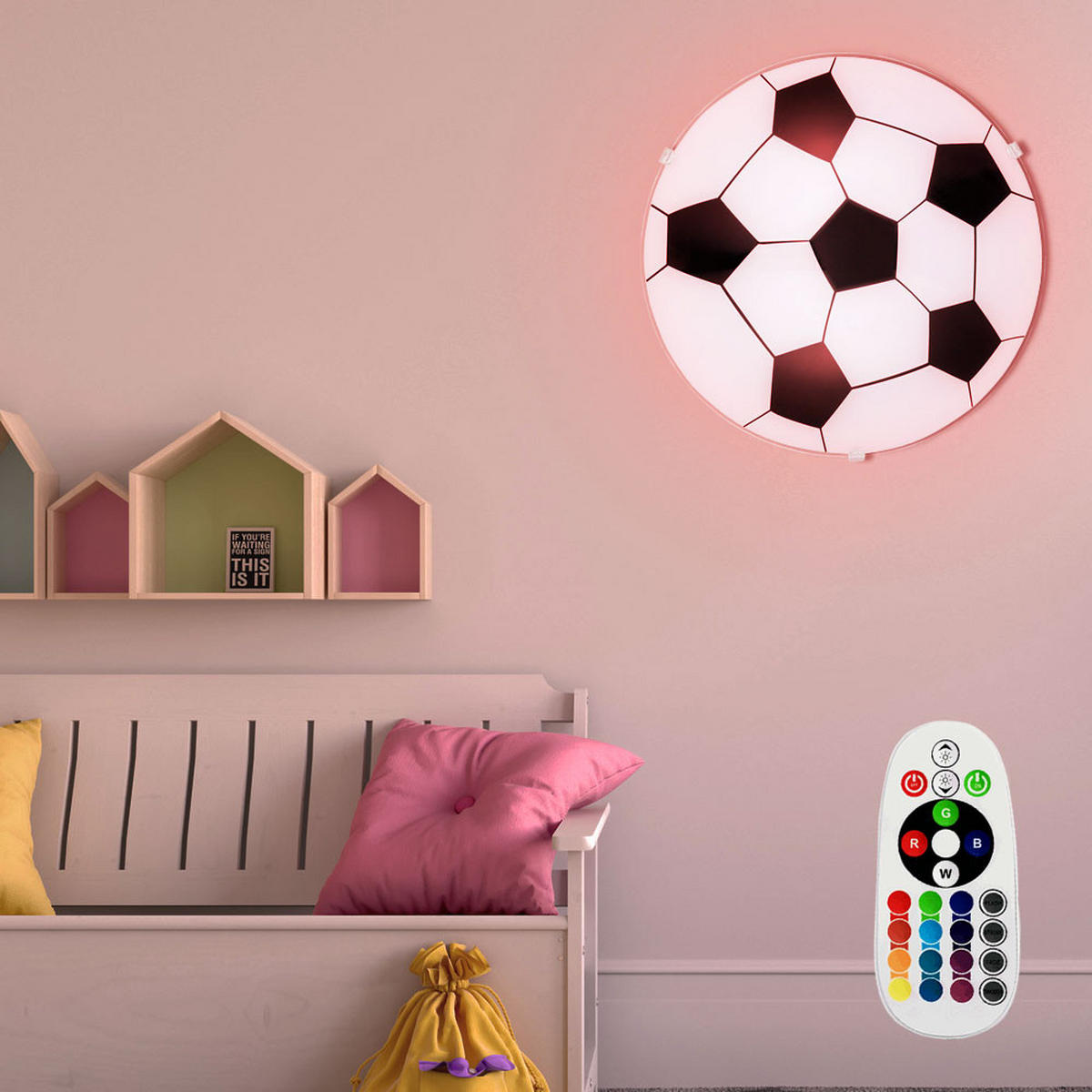 LED DECKENLEUCHTE Glas Fußball Design - Weiß, Glas (25/25/8cm) - Globo Lighting
