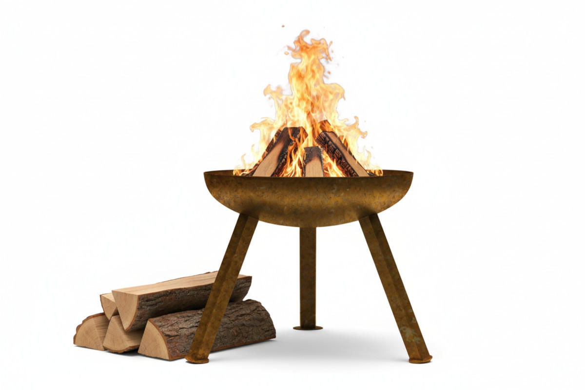 FEUERSCHALE BOMBE Corten Ø 48 cm 8 kg Rostoptik aus Cortenstahl 2,5 mm - Kupferfarben, Metall (48/30/48cm) - The Favilla