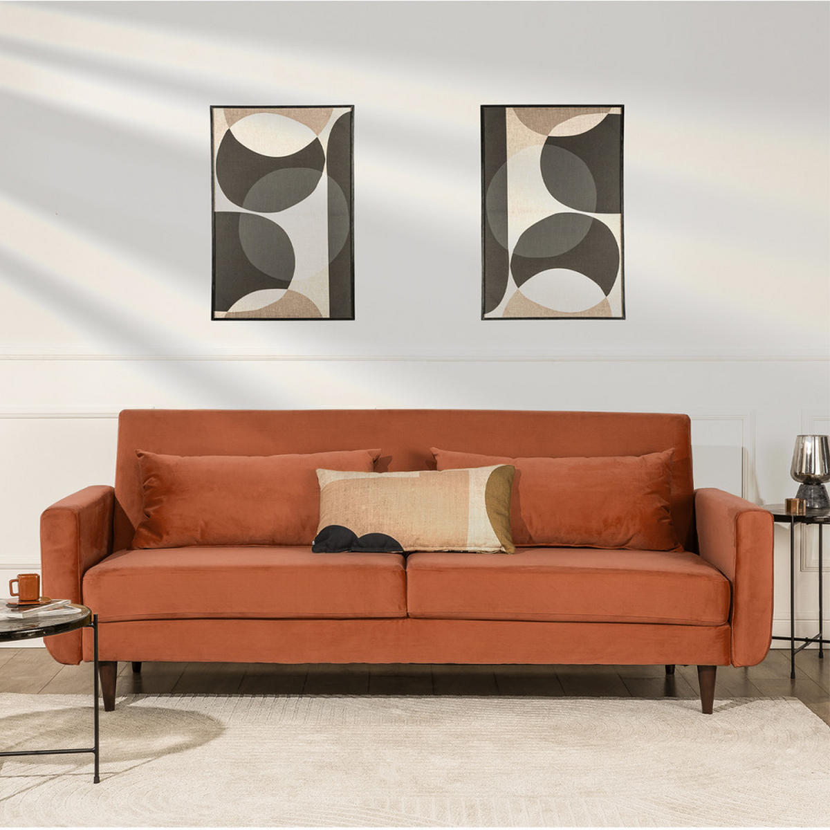 BETTSOFA - Rost - Rostfarben, Textil (203/80/88cm) - Drawer