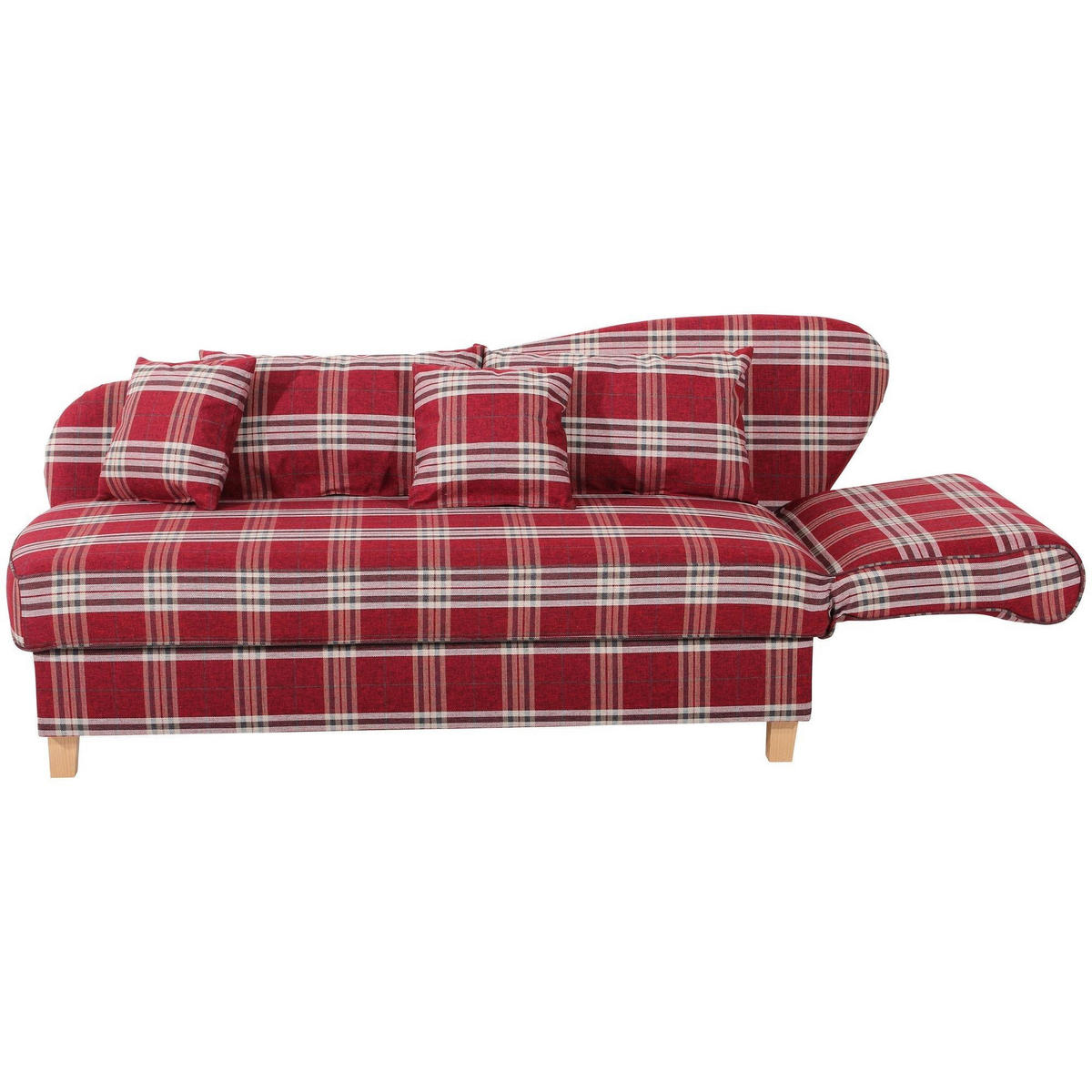 RECAMIERE mit Armteil rechts klappbar Katia Bezug Flachgewebe Buche natur / rot - Rot, Kunststoff (190/82/88cm) - 58aufmkessel