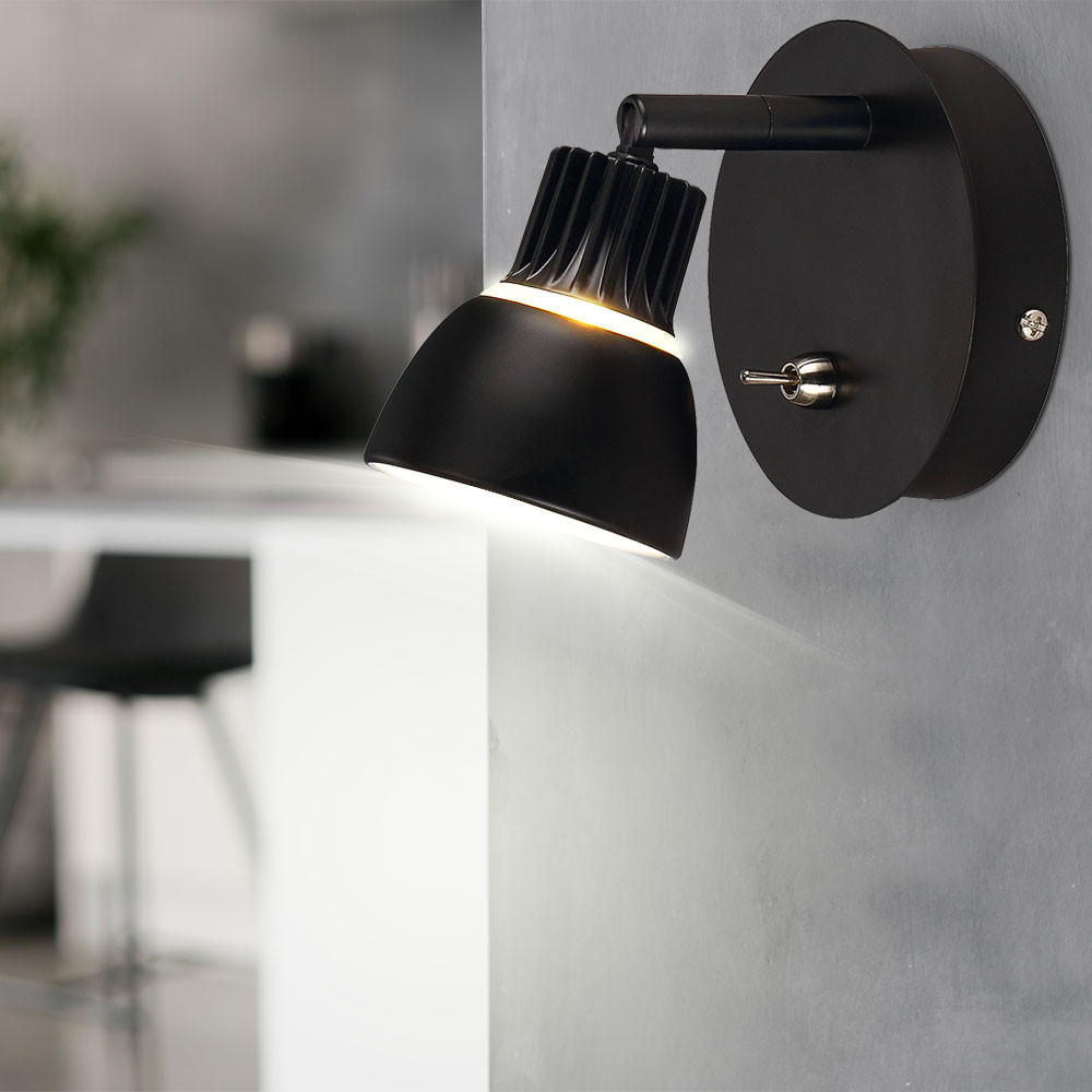 LED WANDLEUCHTE RADIATE Schwarz - Schwarz, Metall (9/10/9cm)