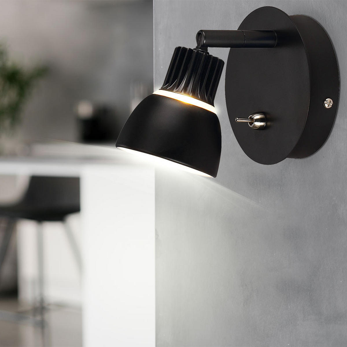 LED WANDLEUCHTE RADIATE Schwarz - Schwarz, Metall (9/10/9cm)