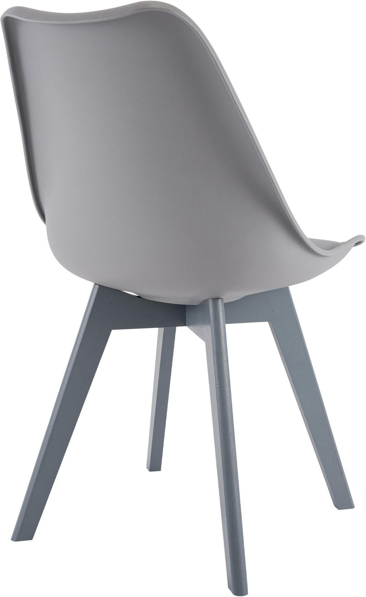 STUHL 4er Set Kunststoff grau/grau - Eukalyptusholzfarben/Grau, Holz/Kunststoff (49/83/50cm) - CLP