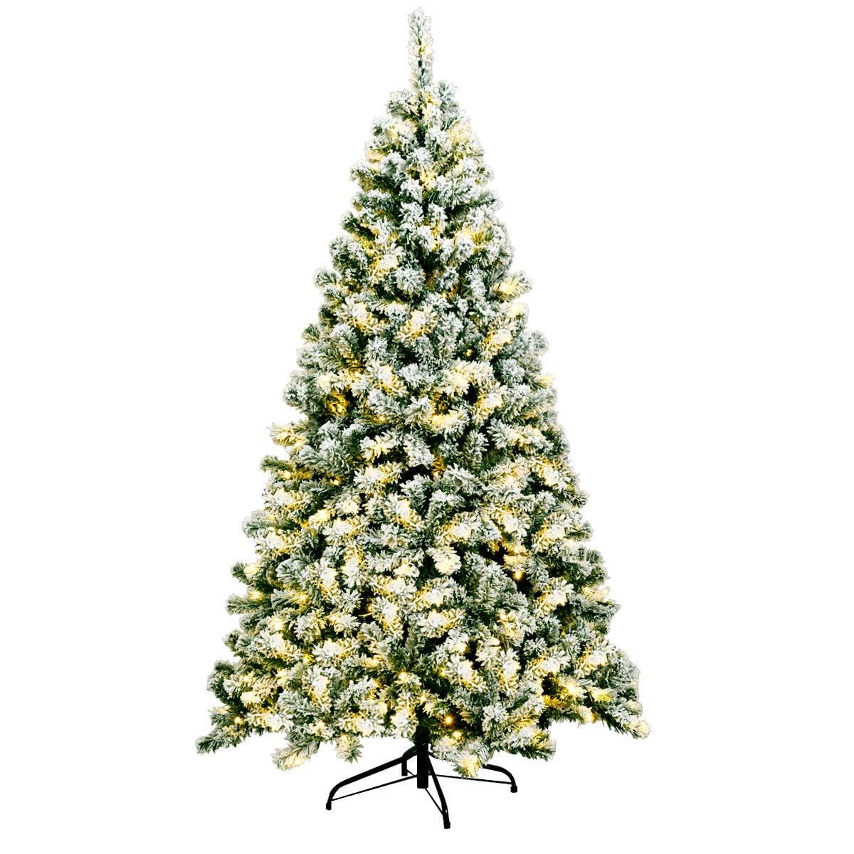 WEIHNACHTSBAUM mit Schnee und warmweissen LED-Lichtern 180cm Grün - Grün, Metall (180cm) - COSTWAY