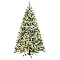 WEIHNACHTSBAUM mit Schnee und warmweissen LED-Lichtern 180cm Grün - Grün, Metall (180cm) - COSTWAY