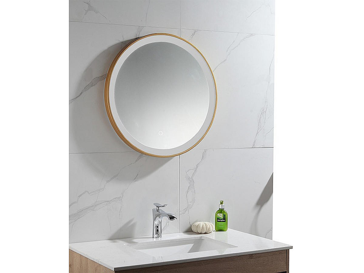 BADSPIEGEL - 60cm x 3.5cm - Spiegelglas - goldfarben - NUMEA - Goldfarben, Glas (60/60/3.5cm) - Vente-Unique