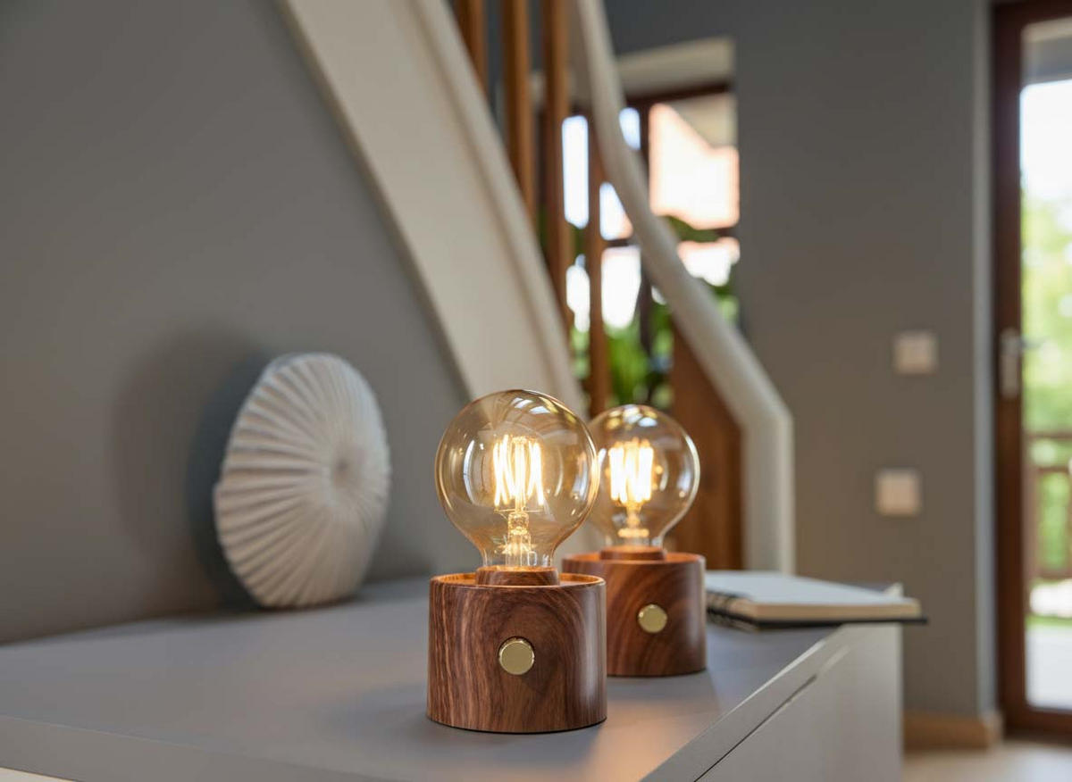 LED-TISCHLAMPE Vintage Edison dimmbar 10x9x16cm 2er-Set Walnuss - Braun, Kunststoff (10/8.7/16cm) - Northpoint