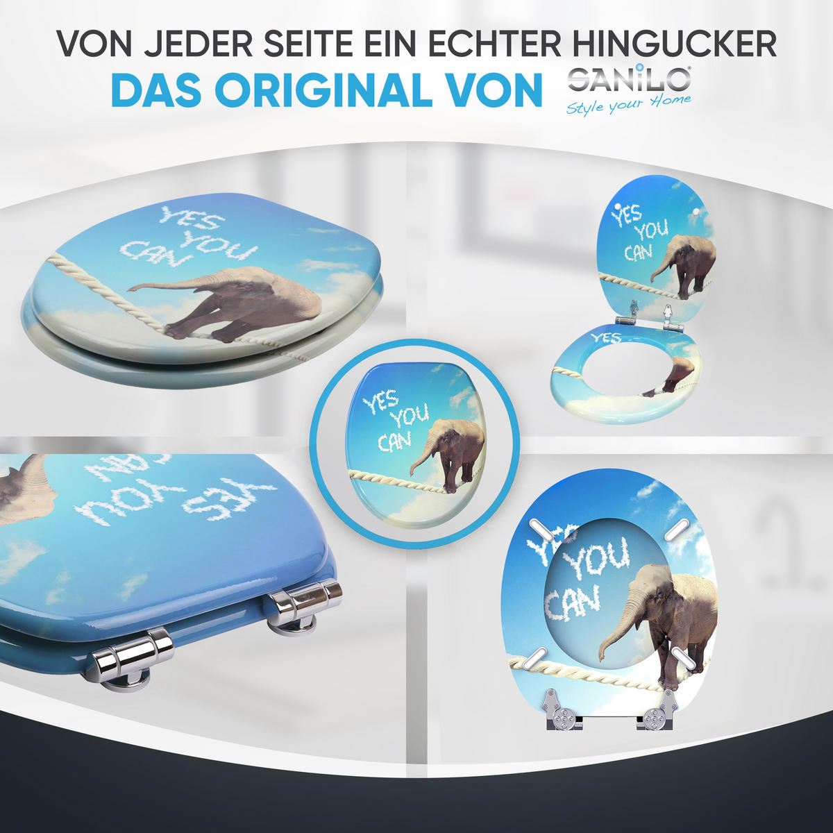 WC-SITZ mit Absenkautomatik Yes you can - Blau, Holzwerkstoff (38/6/47cm) - Sanilo
