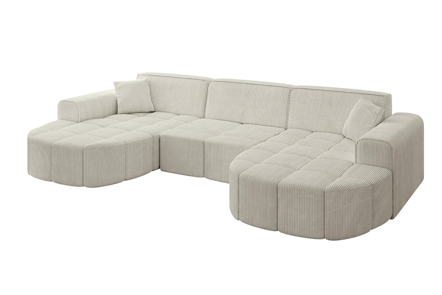 WOHNLANDSCHAFT LIVO-U1 - 315x173x79,5 cm Hellgrau - Hellgrau, Holzwerkstoff/Textil (315/79/173cm) - ALTDECOR