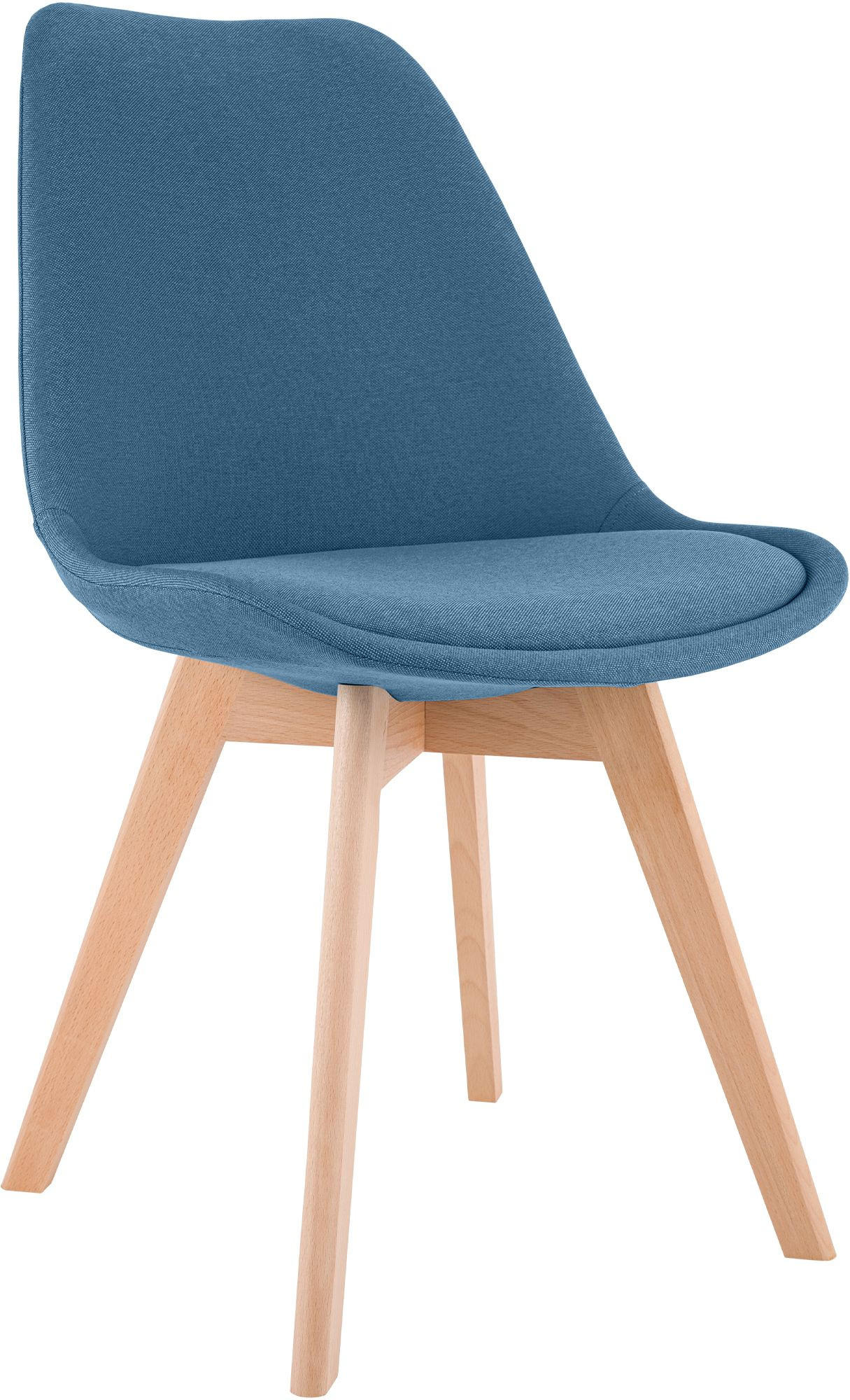 STUHL Stoff blau - Blau/Eukalyptusholzfarben, Holz/Textil (49/83/50cm) - CLP