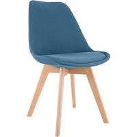 STUHL Stoff Blau - Blau/Eukalyptusholzfarben, Holz/Textil (49/83/50cm) - CLP